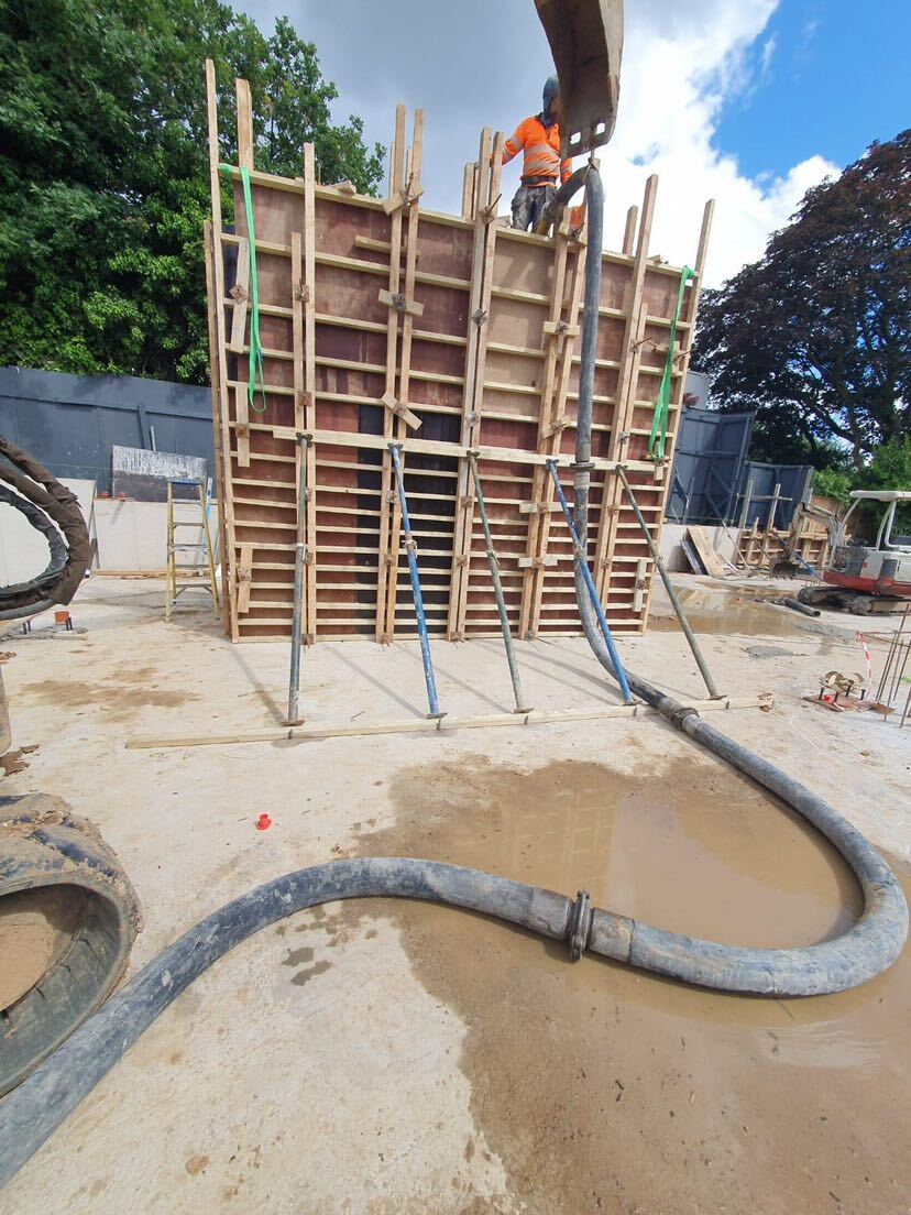 Concrete base pouring on-site