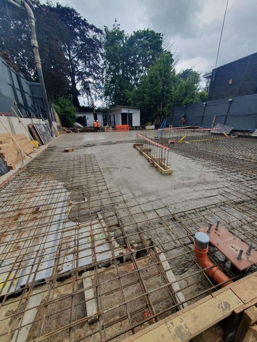 Concrete finishing in progress